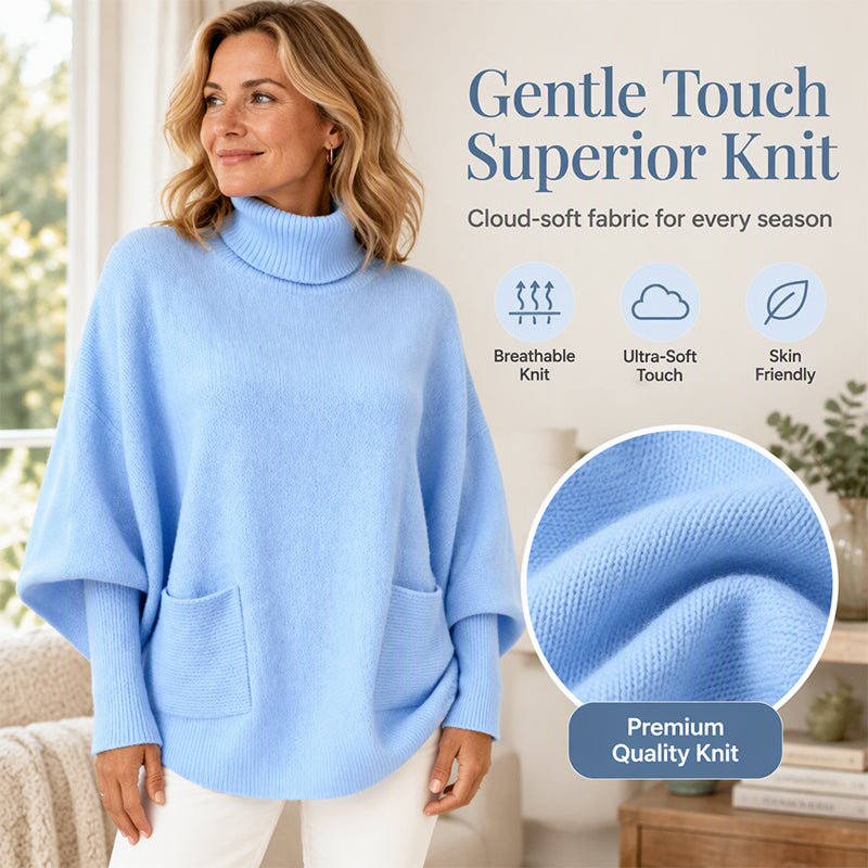 💖Hallo~ Mis het niet als je het leuk vindt🔥🔥Oversized Gebreide Poncho Trui met Col en Zakken