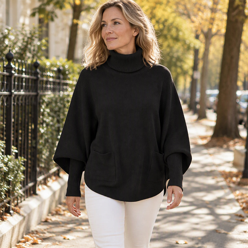 💖Hallo~ Mis het niet als je het leuk vindt🔥🔥Oversized Gebreide Poncho Trui met Col en Zakken