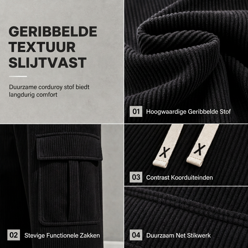🤎✨Heren Corduroy Cargo Broek met Relaxed Fit, Casual Wijdvallende Corduroy Broek👖