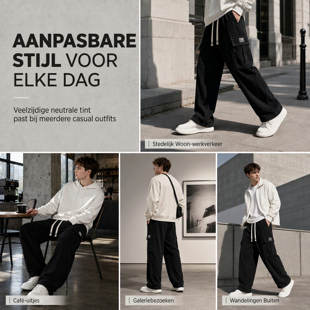 🤎✨Heren Corduroy Cargo Broek met Relaxed Fit, Casual Wijdvallende Corduroy Broek👖