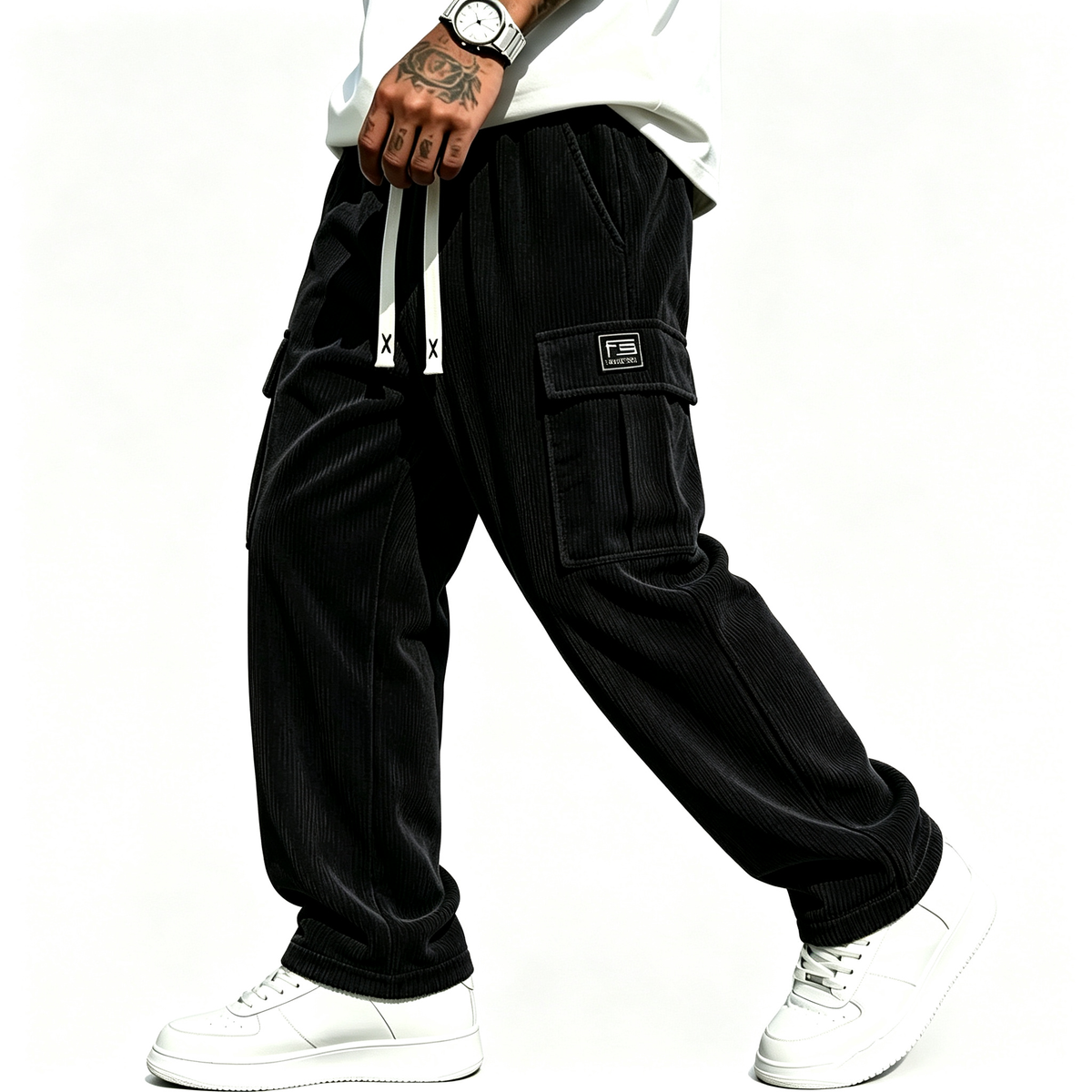 🤎✨Heren Corduroy Cargo Broek met Relaxed Fit, Casual Wijdvallende Corduroy Broek👖