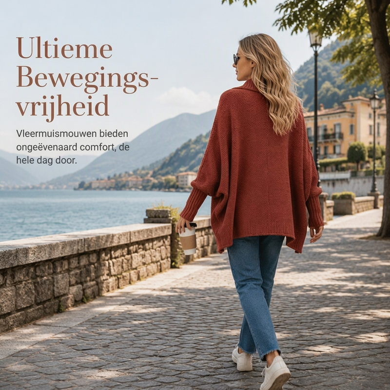 ✨Dames Batwing Mouwen Dikke Gebreide Vest, Losse Warm Gebreide Knoopvest🧶