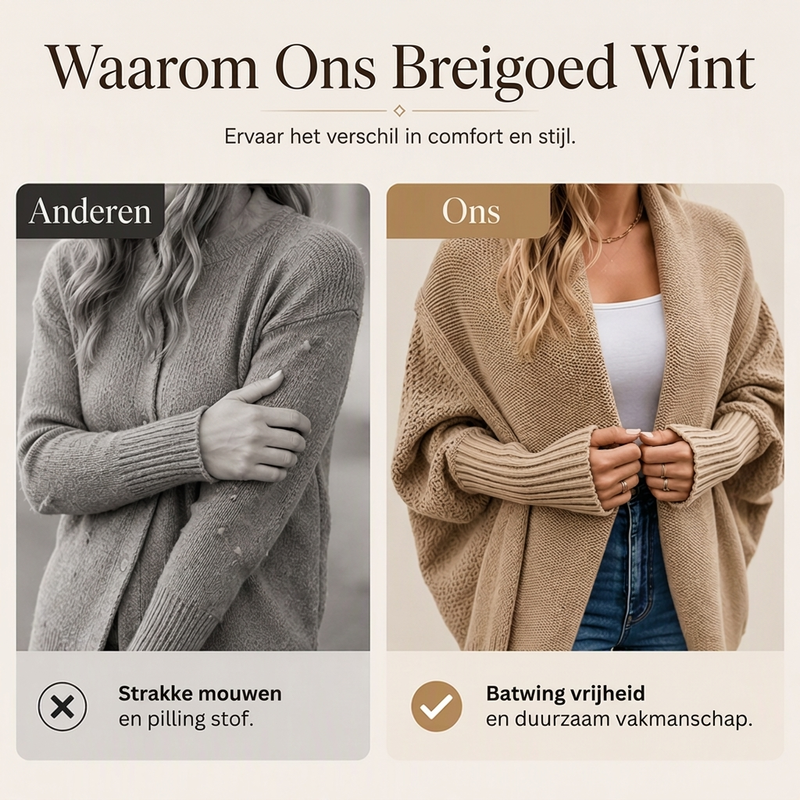 ✨Dames Batwing Mouwen Dikke Gebreide Vest, Losse Warm Gebreide Knoopvest🧶