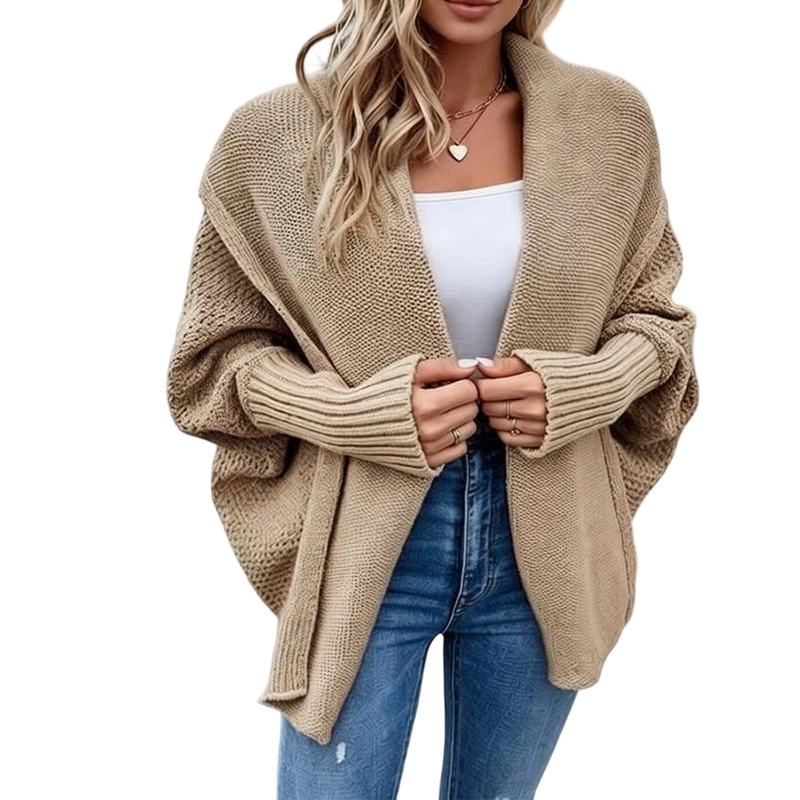 ✨Dames Batwing Mouwen Dikke Gebreide Vest, Losse Warm Gebreide Knoopvest🧶
