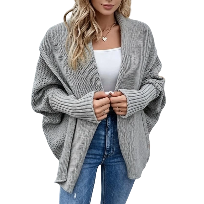 ✨Dames Batwing Mouwen Dikke Gebreide Vest, Losse Warm Gebreide Knoopvest🧶