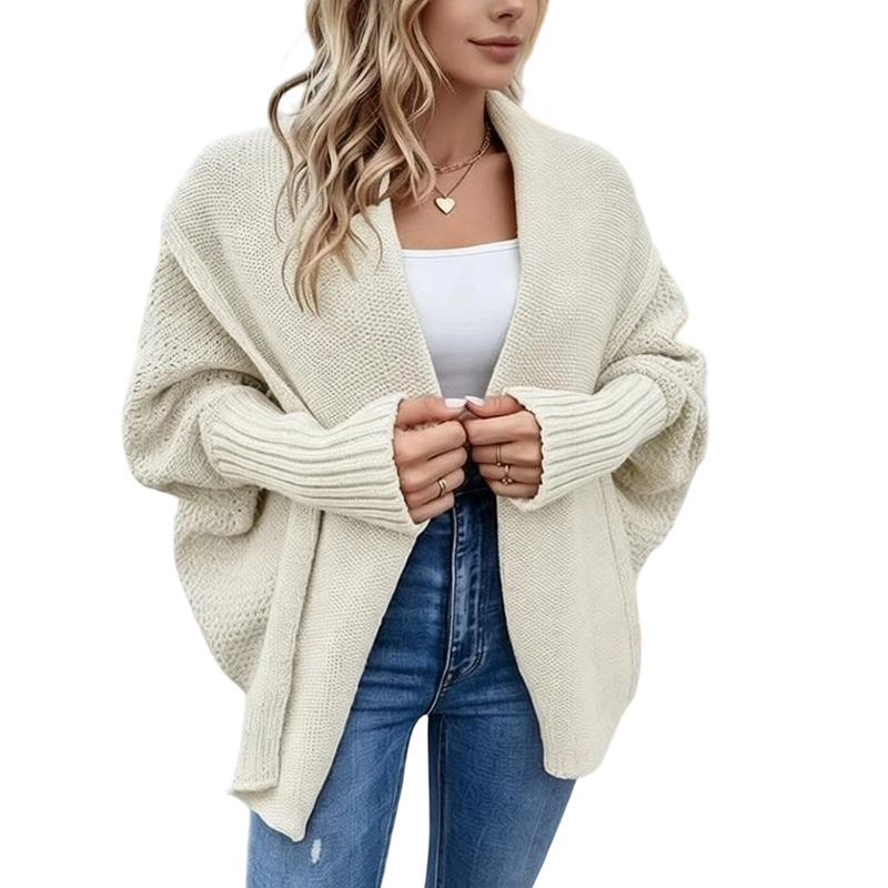 ✨Dames Batwing Mouwen Dikke Gebreide Vest, Losse Warm Gebreide Knoopvest🧶