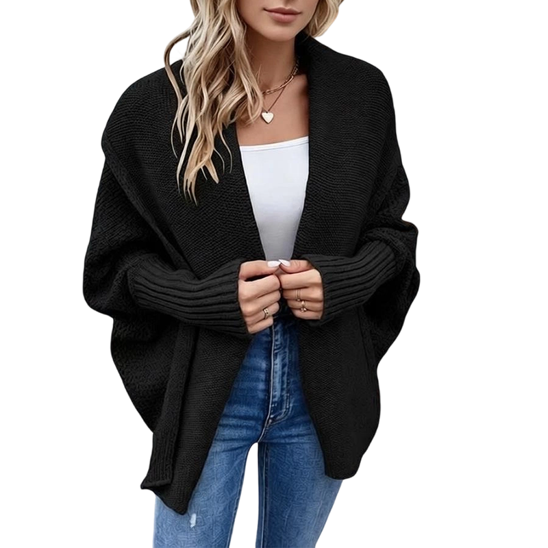 ✨Dames Batwing Mouwen Dikke Gebreide Vest, Losse Warm Gebreide Knoopvest🧶