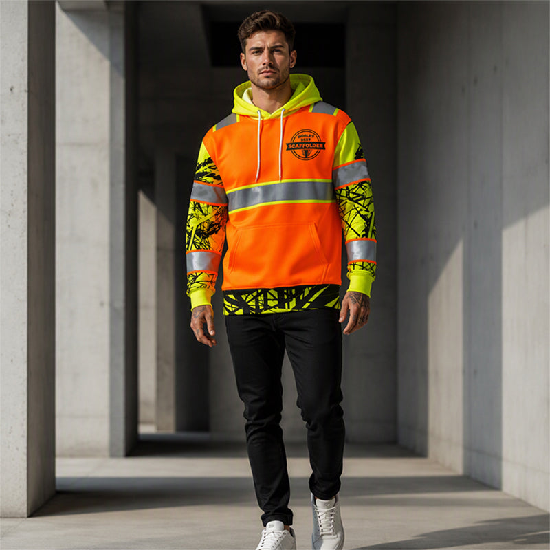 💎 Exclusieve Deal — Heren High Visibility Reflecterend Hooded Sweatshirt, goed zichtbaar, comfortabel en veilig voor werk en buitenactiviteiten