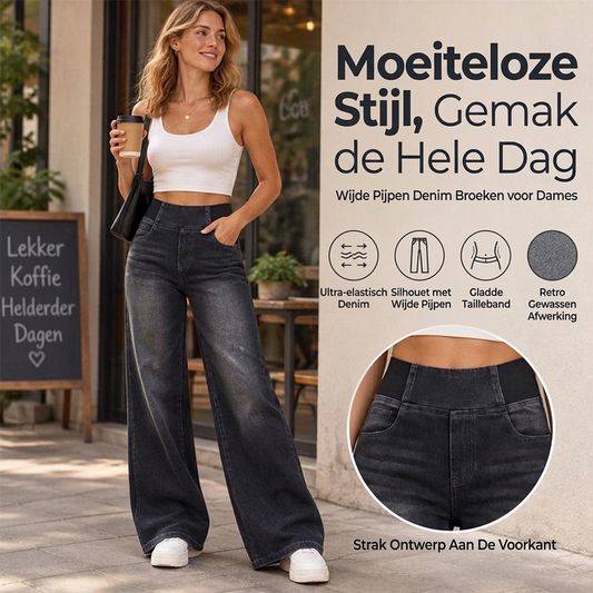🔥Populair product ！✨🔥Gratis verzending✈️Casual Stretch Wijde-pijp Jeans voor Vrouwen ✨ stretch denim, flatterende wijde pijp, eenvoudig te combineren
