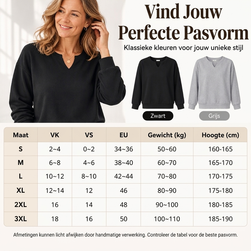 ✨🚀Bespaar nu tijd & geld!😍🤍Casual Sweatshirt voor Dames met Gesplitste V-hals, Losse Pasvorm🍂