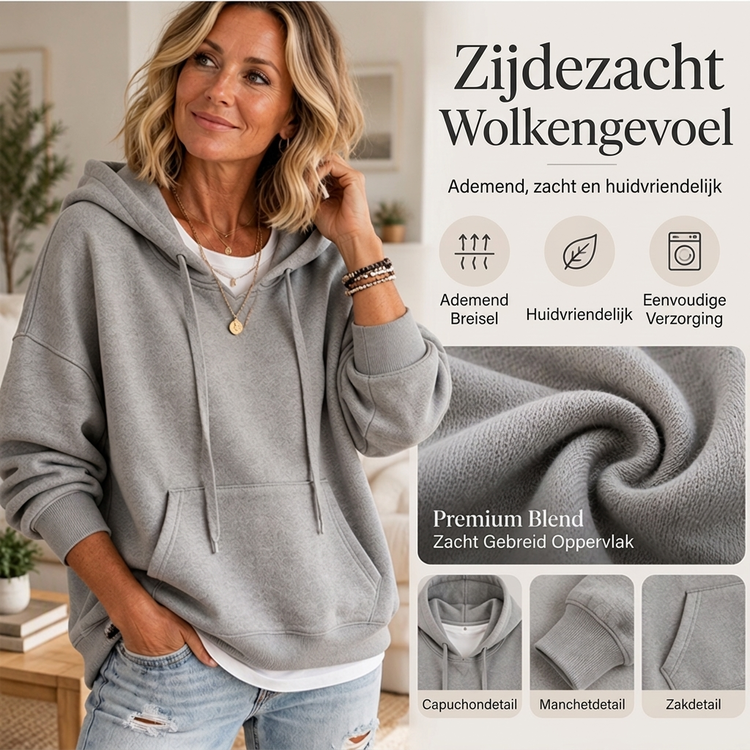 🎁🎁Opruimingsuitverkoop🔥Casual oversized hoodie met trekkoord voor dames