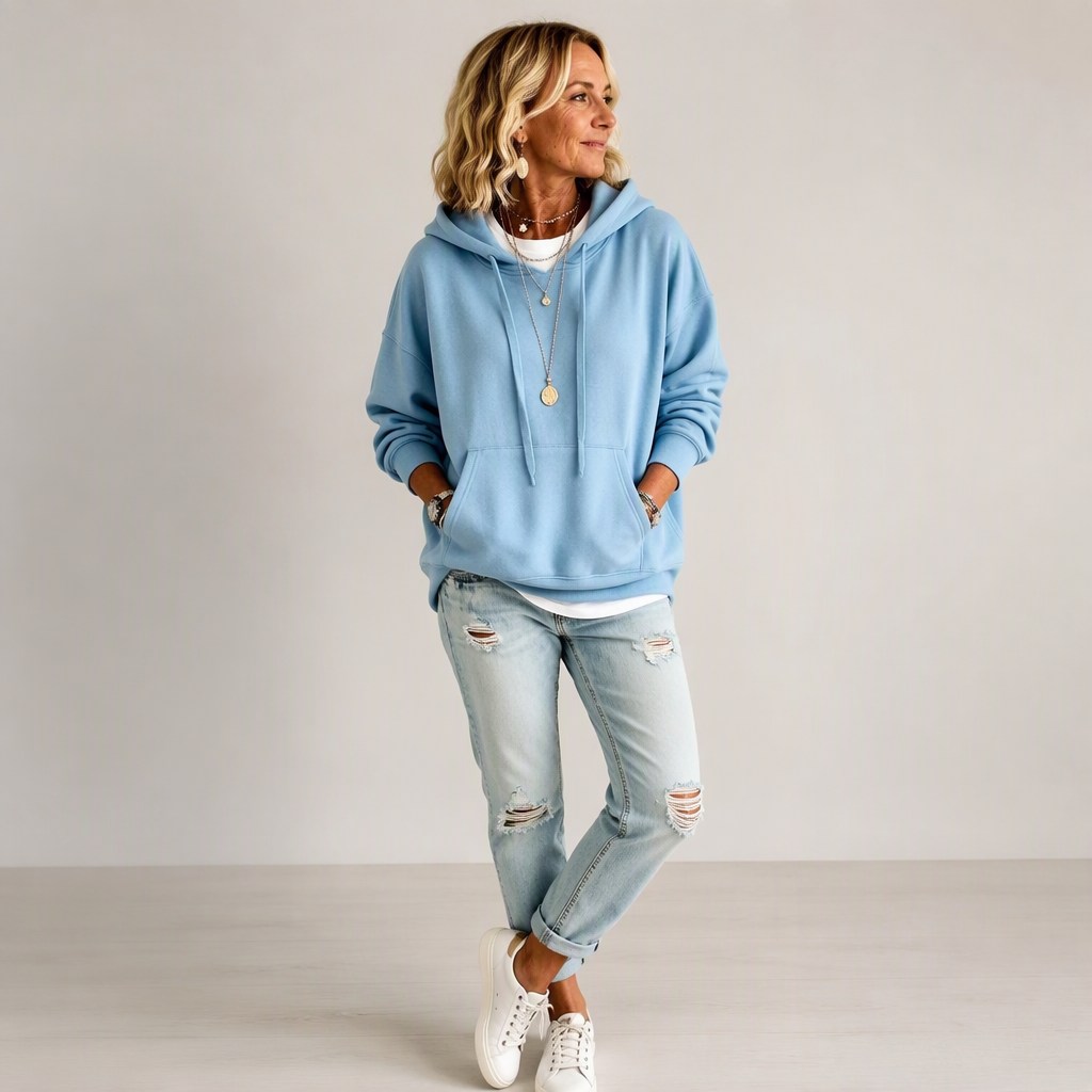 🎁🎁Opruimingsuitverkoop🔥Casual oversized hoodie met trekkoord voor dames