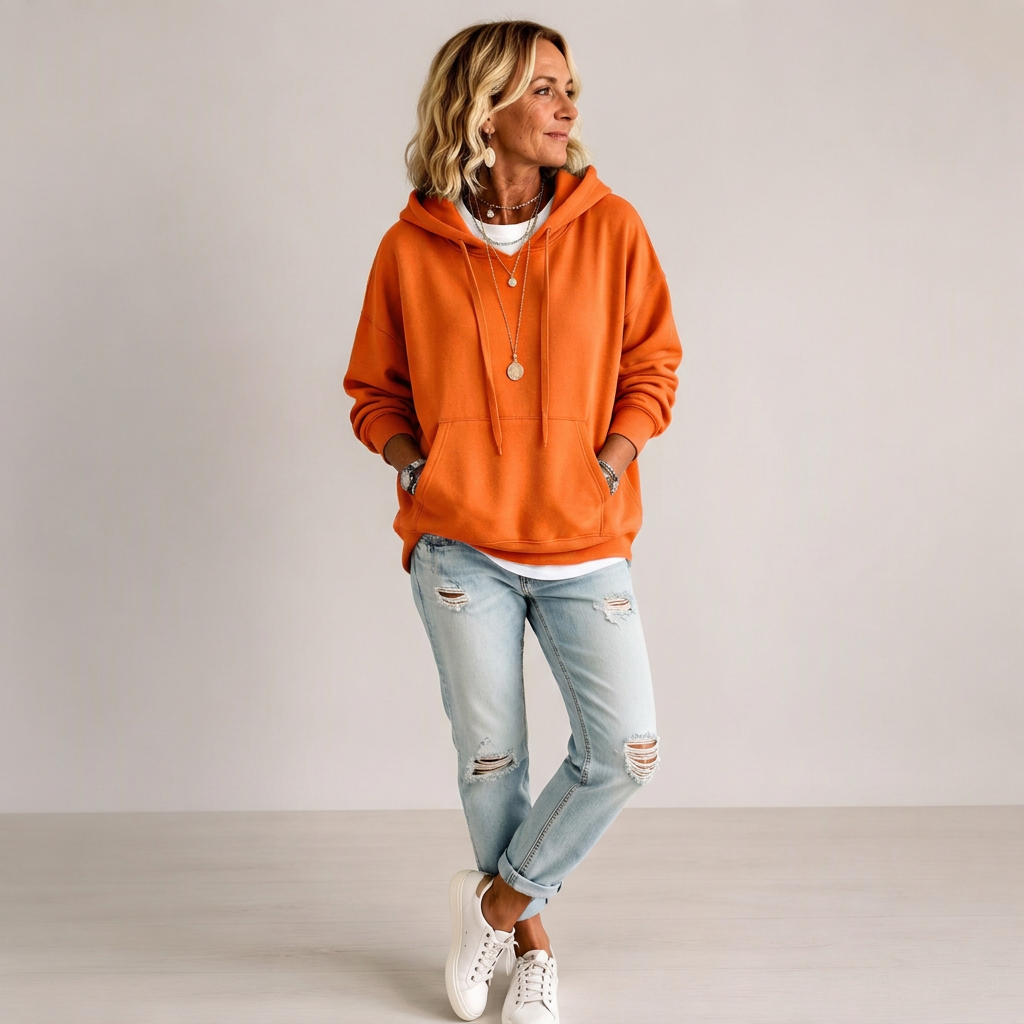 🎁🎁Opruimingsuitverkoop🔥Casual oversized hoodie met trekkoord voor dames
