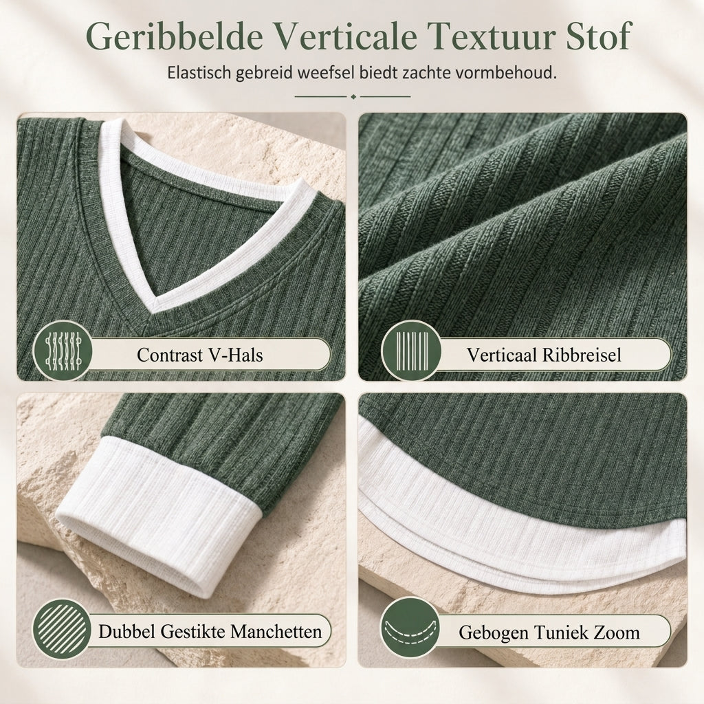 🔥Populair product ！✨Gebreide top in tweedelige laag-op-laag-stijl, casual pullover top