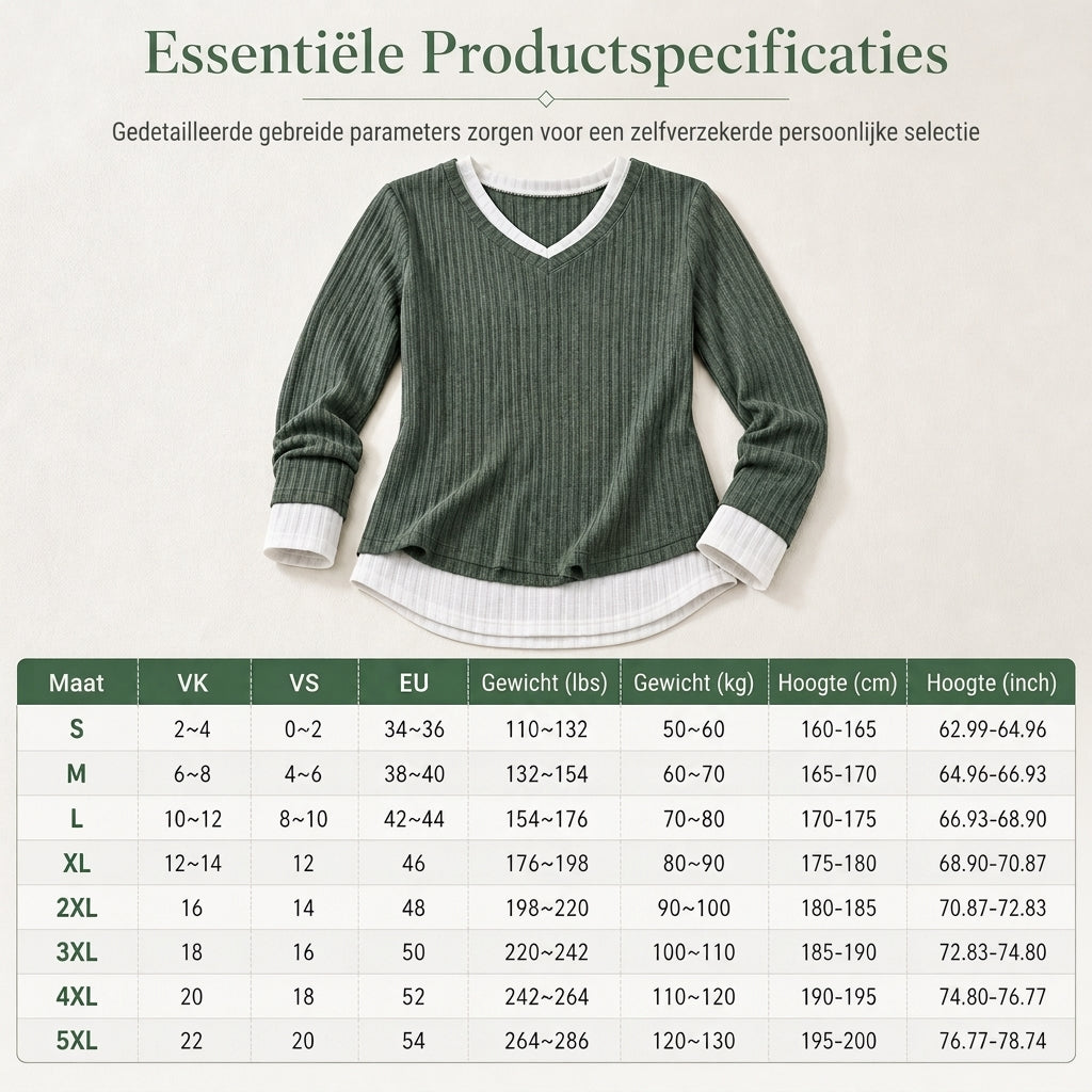 🔥Populair product ！✨Gebreide top in tweedelige laag-op-laag-stijl, casual pullover top