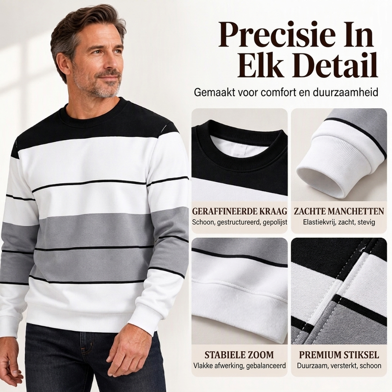 🤩 Haal het vandaag nog voordat het uitverkocht is!👇🎁Heren Casual Ronde Hals Gestreept Sweatshirt