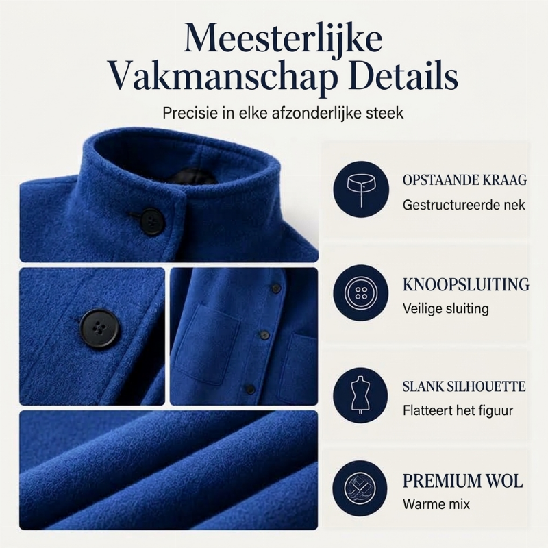 🍂 Vintage Chic ✨ Wollen Damesjas met Opstaande Kraag – Warm, Elegant & Tijdloos Design