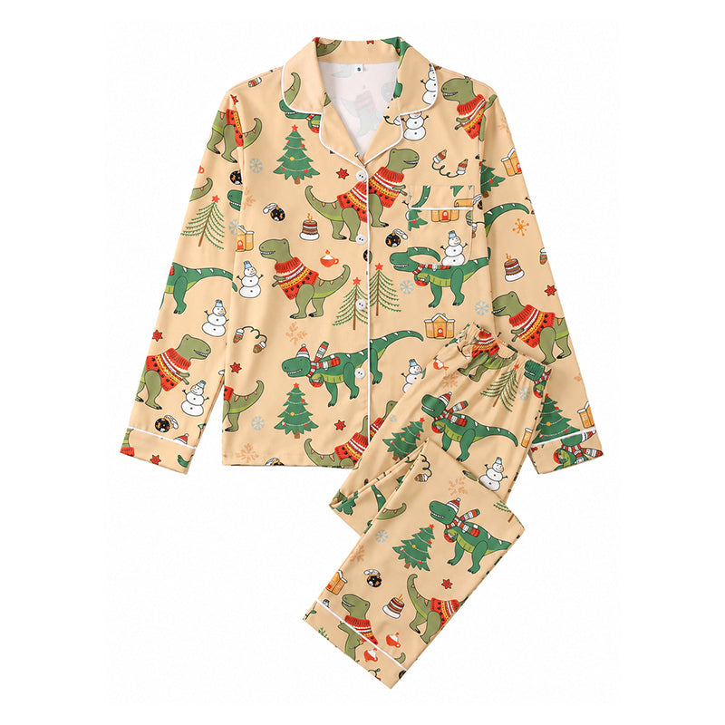 💋Geniet van een 30-daags probleemloos retourbeleid!✅️Dames kerstpyjamasset met lange mouwen en een boothals