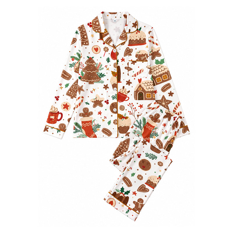 💋Geniet van een 30-daags probleemloos retourbeleid!✅️Dames kerstpyjamasset met lange mouwen en een boothals