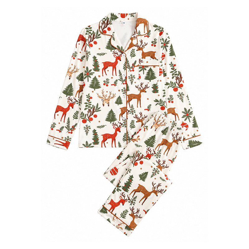 💋Geniet van een 30-daags probleemloos retourbeleid!✅️Dames kerstpyjamasset met lange mouwen en een boothals