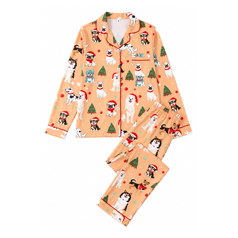 💋Geniet van een 30-daags probleemloos retourbeleid!✅️Dames kerstpyjamasset met lange mouwen en een boothals