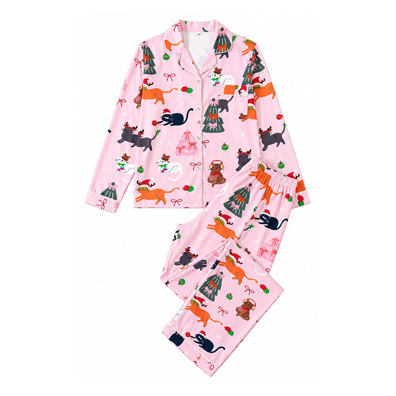 💋Geniet van een 30-daags probleemloos retourbeleid!✅️Dames kerstpyjamasset met lange mouwen en een boothals