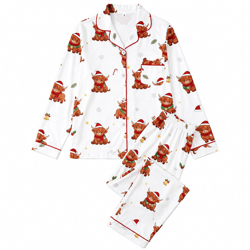 💋Geniet van een 30-daags probleemloos retourbeleid!✅️Dames kerstpyjamasset met lange mouwen en een boothals