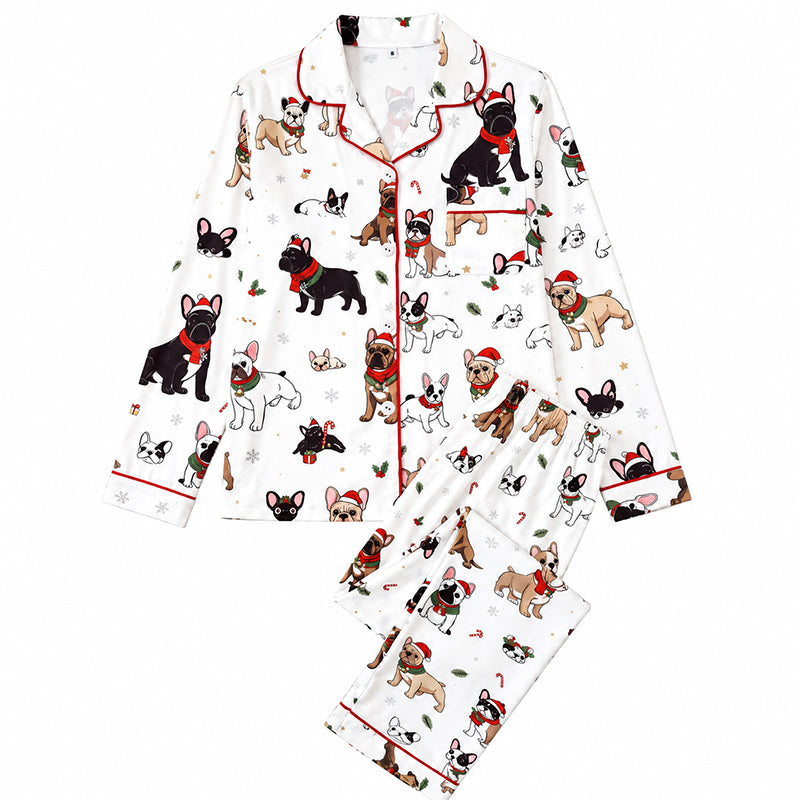 💋Geniet van een 30-daags probleemloos retourbeleid!✅️Dames kerstpyjamasset met lange mouwen en een boothals