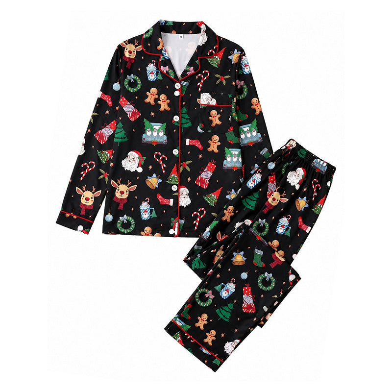 💋Geniet van een 30-daags probleemloos retourbeleid!✅️Dames kerstpyjamasset met lange mouwen en een boothals