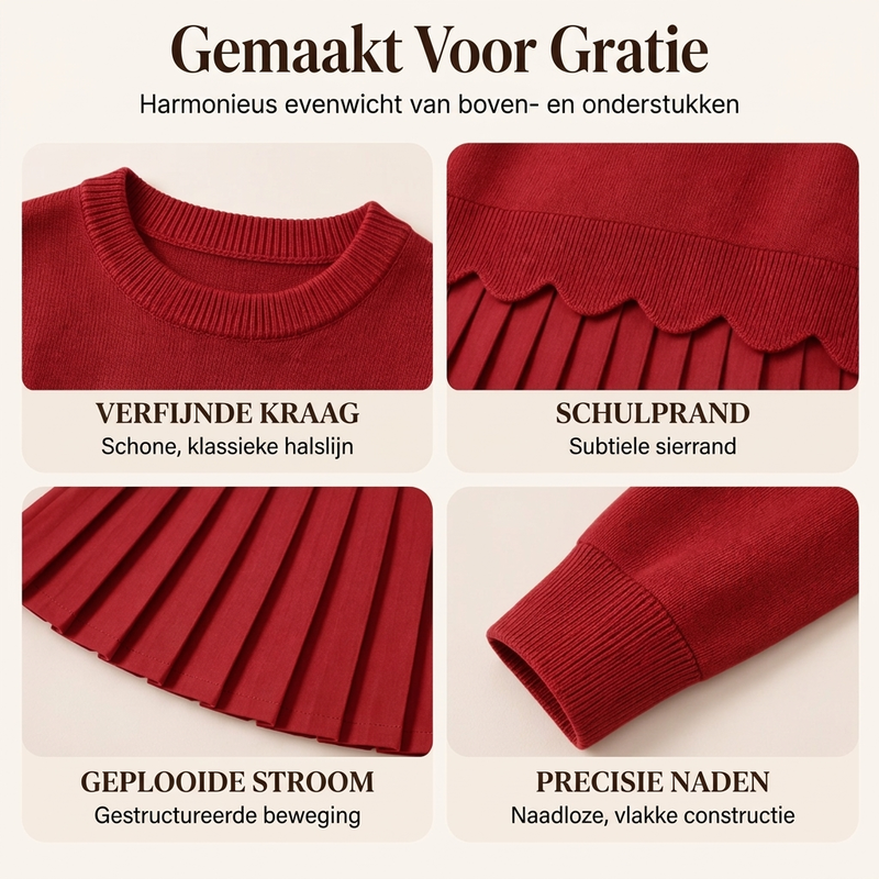 💥Bijna uitverkocht vanwege de grote vraag!💥 Dameset bestaande uit een trui met geschulpte rand en een geplooide rok