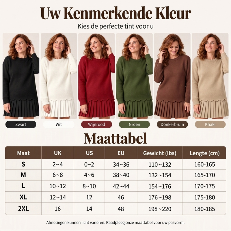 💥Bijna uitverkocht vanwege de grote vraag!💥 Dameset bestaande uit een trui met geschulpte rand en een geplooide rok