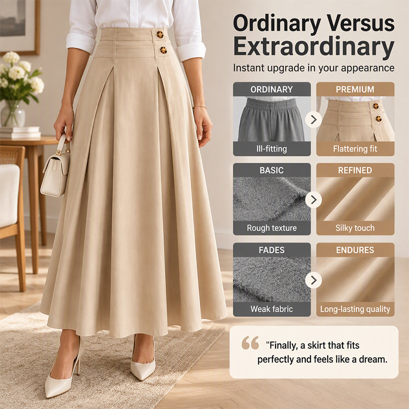 🔥Gratis verzending✈️Vrouwen Hoog Taille Plooien A-Lijn Maxi Rok
