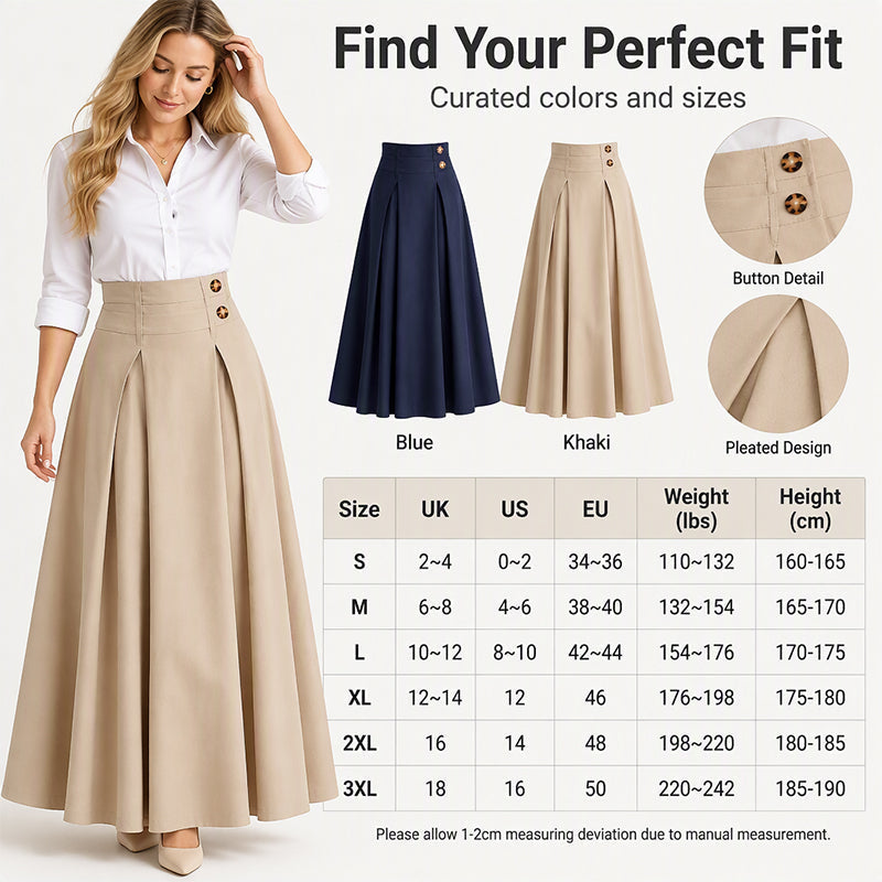 🔥Gratis verzending✈️Vrouwen Hoog Taille Plooien A-Lijn Maxi Rok