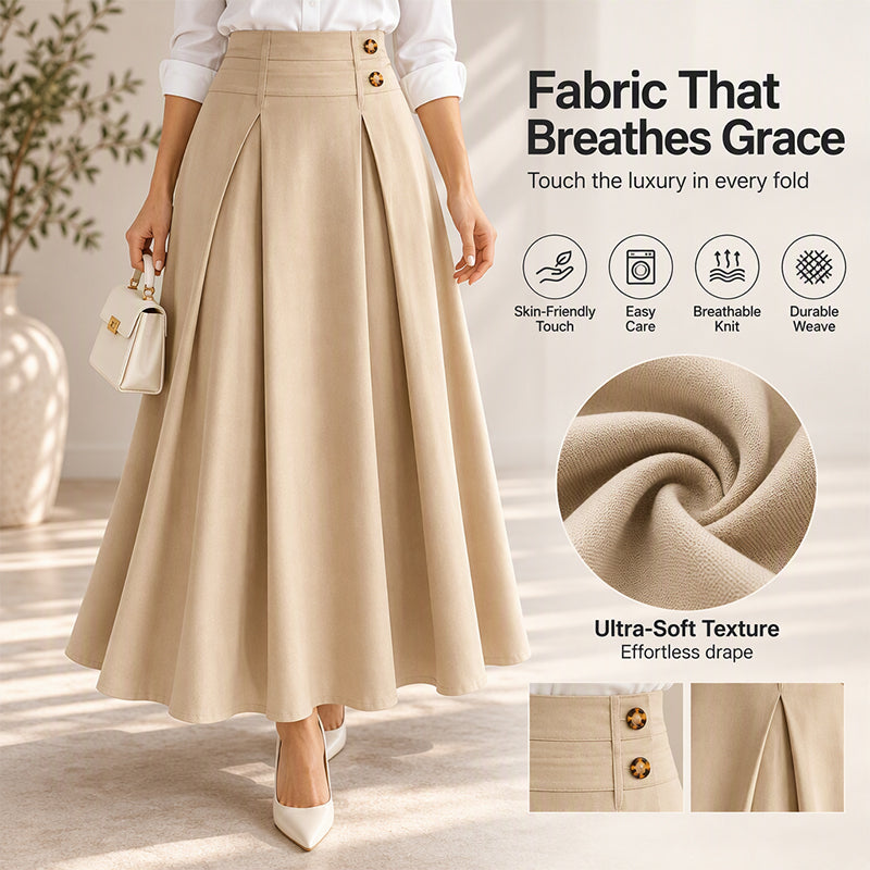 🔥Gratis verzending✈️Vrouwen Hoog Taille Plooien A-Lijn Maxi Rok