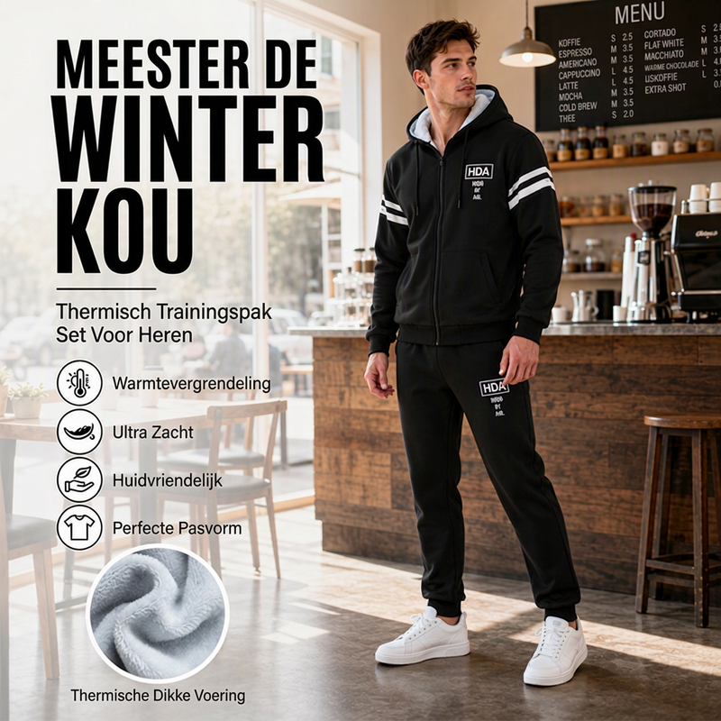 💋Geniet van een 30-daags probleemloos retourbeleid!✅️Heren Verdikte Capuchontrui & Broek Set