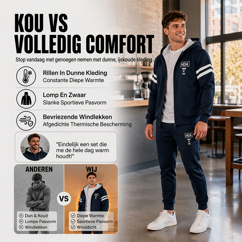 💋Geniet van een 30-daags probleemloos retourbeleid!✅️Heren Verdikte Capuchontrui & Broek Set