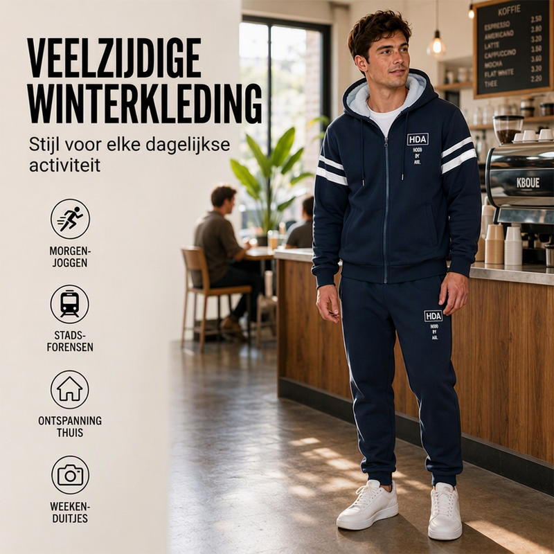 💋Geniet van een 30-daags probleemloos retourbeleid!✅️Heren Verdikte Capuchontrui & Broek Set