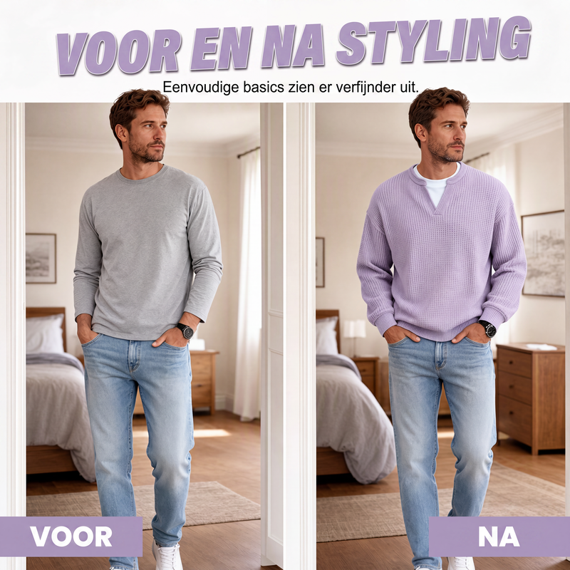 🚀Bespaar nu tijd & geld!😍Gelaagde comfortabele wafelgebreid T-shirt