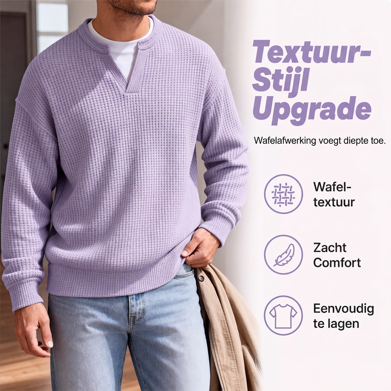 🚀Bespaar nu tijd & geld!😍Gelaagde comfortabele wafelgebreid T-shirt
