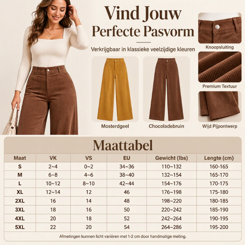 📢🎉50% korting!!!🛍️✨ Vrijetijdsbroek van corduroy voor dames met wijde pijpen