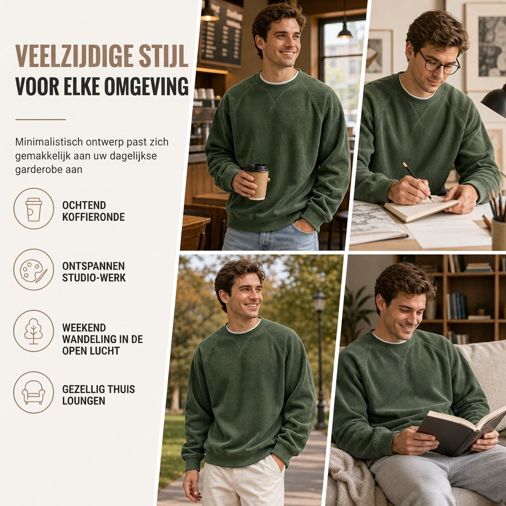📢📢50% korting!!!🔥🔥Gratis verzending✈️Heren corduroy ronde hals lange mouwen pullover sweatshirt