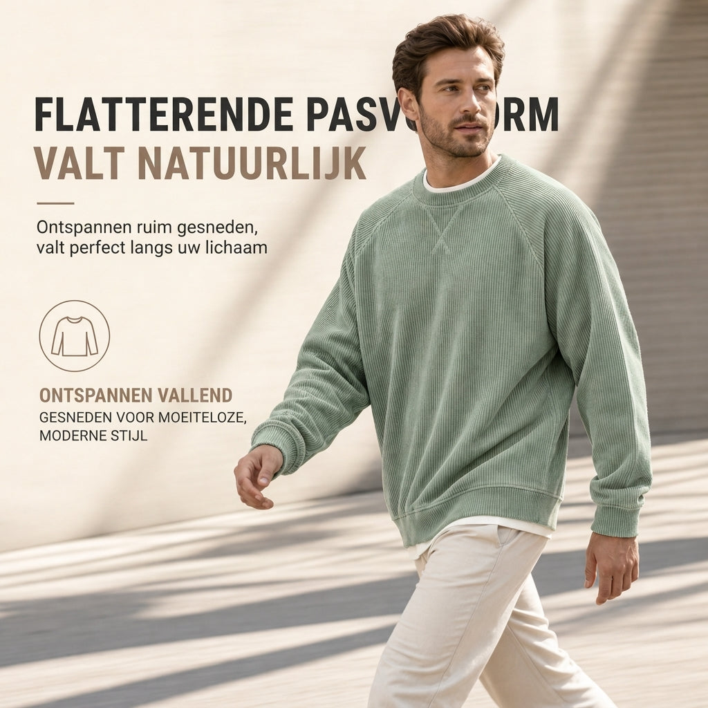 📢📢50% korting!!!🔥🔥Gratis verzending✈️Heren corduroy ronde hals lange mouwen pullover sweatshirt