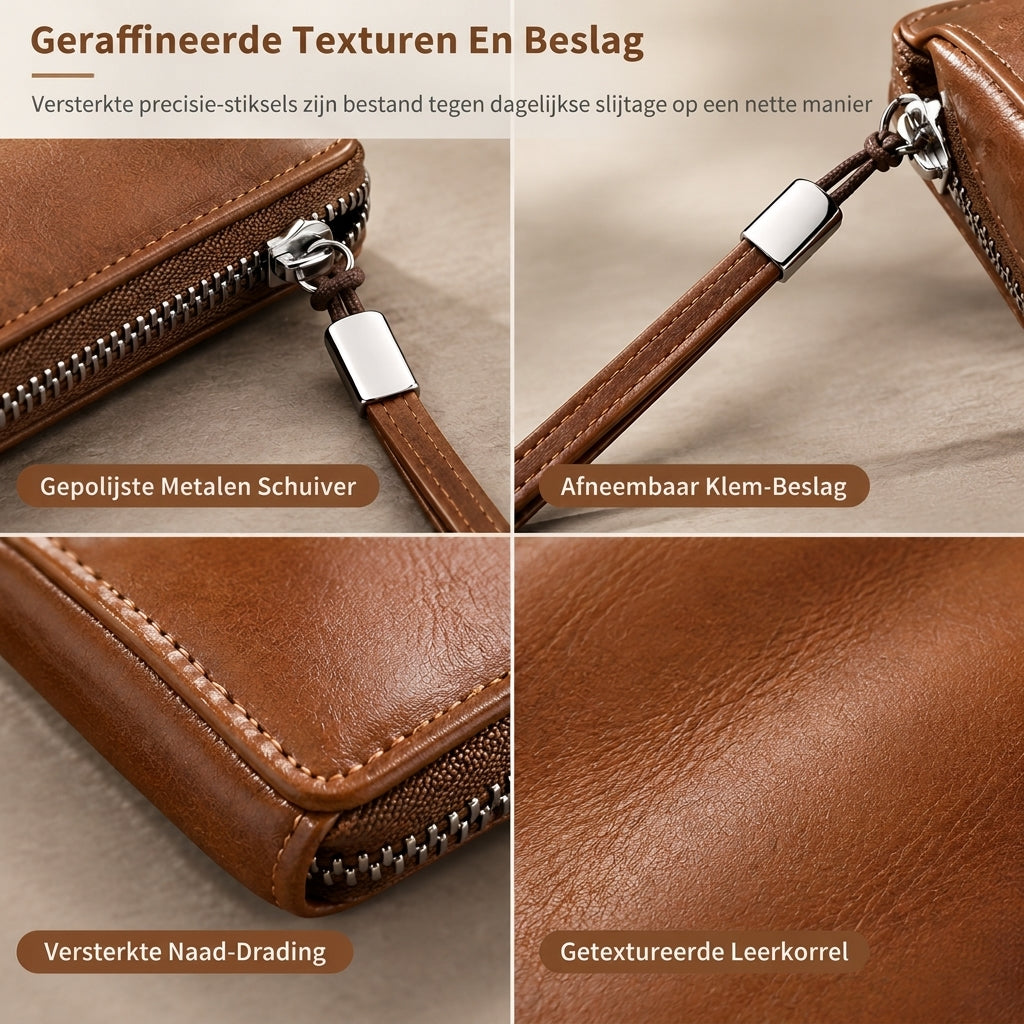 🔥Populair product ！✨Heren Lange Ritsportemonnee Groot Capaciteit Multifunctionele Kaarthouder Klemtas
