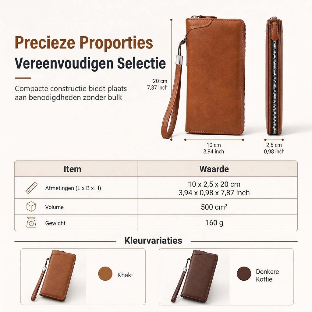 🔥Populair product ！✨Heren Lange Ritsportemonnee Groot Capaciteit Multifunctionele Kaarthouder Klemtas