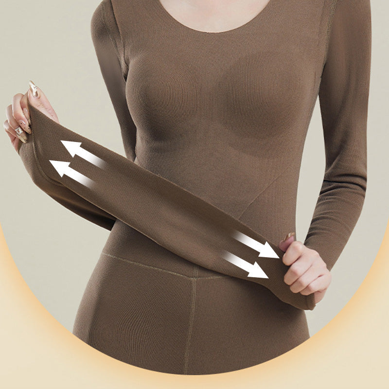 🤩 Haal het vandaag nog voordat het uitverkocht is!👇🎁Thermisch ondergoed set voor dames met ingebouwde beha
