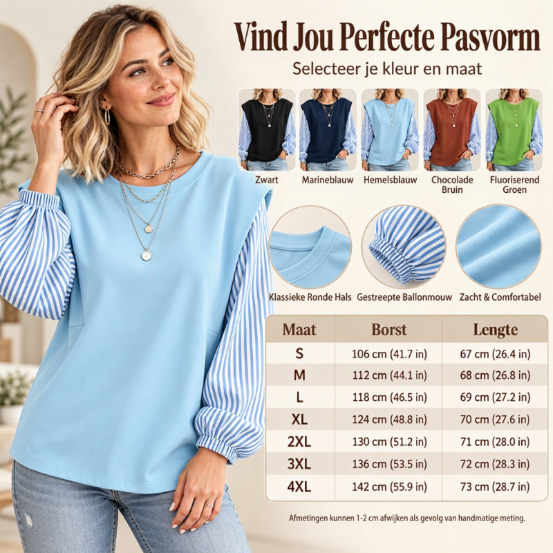 👍Wij bieden een 30-daagse onvoorwaardelijke geld-terug-garantie 🔒 voor het geval u van gedachten verandert!🎁Vrouwen Casual Patchwork Lange Mouwen Top