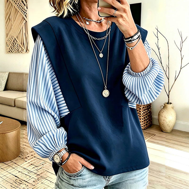 👍Wij bieden een 30-daagse onvoorwaardelijke geld-terug-garantie 🔒 voor het geval u van gedachten verandert!🎁Vrouwen Casual Patchwork Lange Mouwen Top