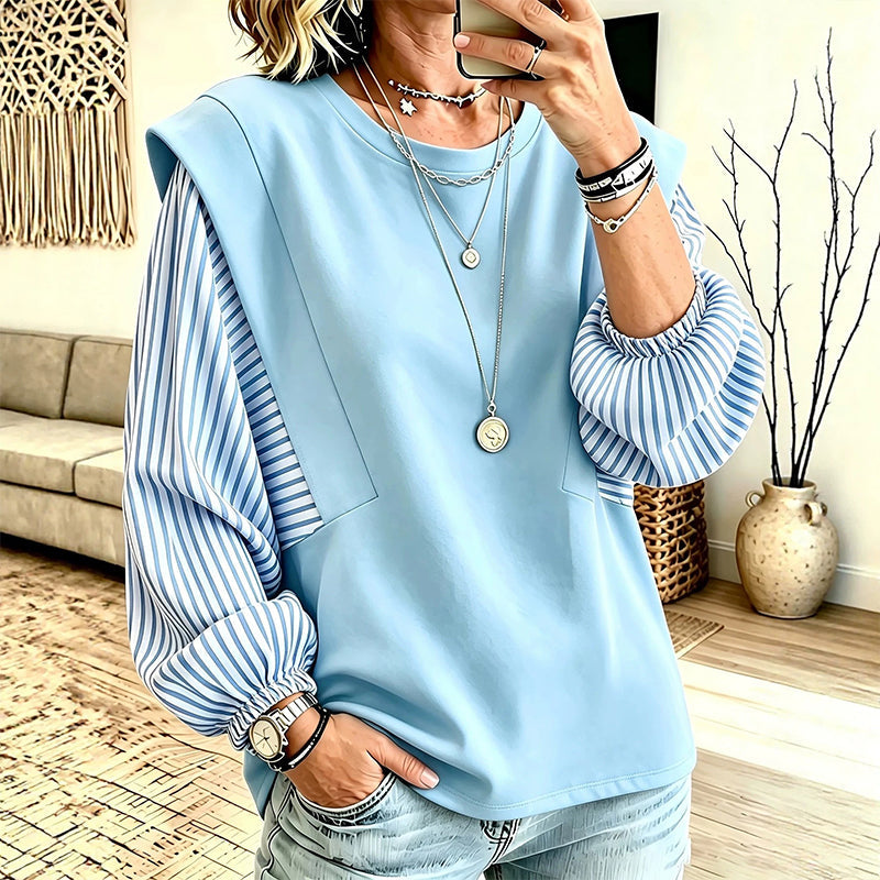 👍Wij bieden een 30-daagse onvoorwaardelijke geld-terug-garantie 🔒 voor het geval u van gedachten verandert!🎁Vrouwen Casual Patchwork Lange Mouwen Top