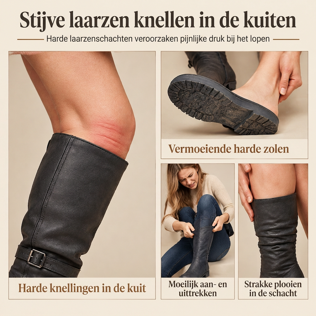 🔥Populair product ！✨Dames Retro Suède Slouchy Kniehoge Laarzen Comfortabele Platte Dubbele Gesp Hoge Laarzen
