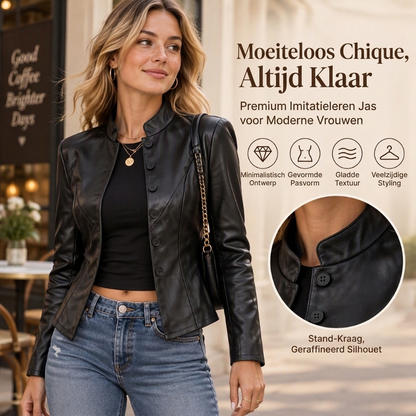 💋Geniet van een 30-daags probleemloos retourbeleid!✅️Dames slim-fit namaakleren jack